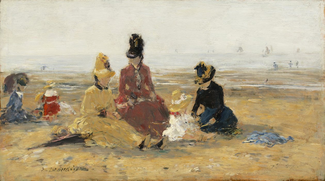 オンザビーチ、トゥルーヴィル、1887 作： ユージン・ルイ・ブーダン