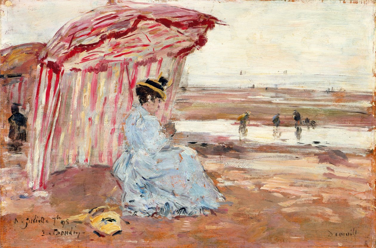 ビーチパラソルの下の女性、1895年 作： ユージン・ルイ・ブーダン