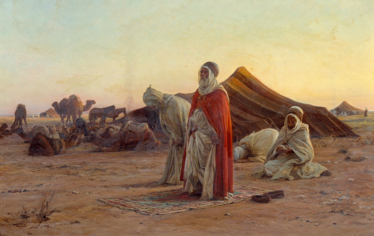 砂漠のテント 祈り詳細ウジェーヌ・アレクシス・ジラルデ（1853-1907）の絵画 19世紀 バイヨンヌ、ボナール美術館 作： ユージーン・アレクシス・ジラルデ