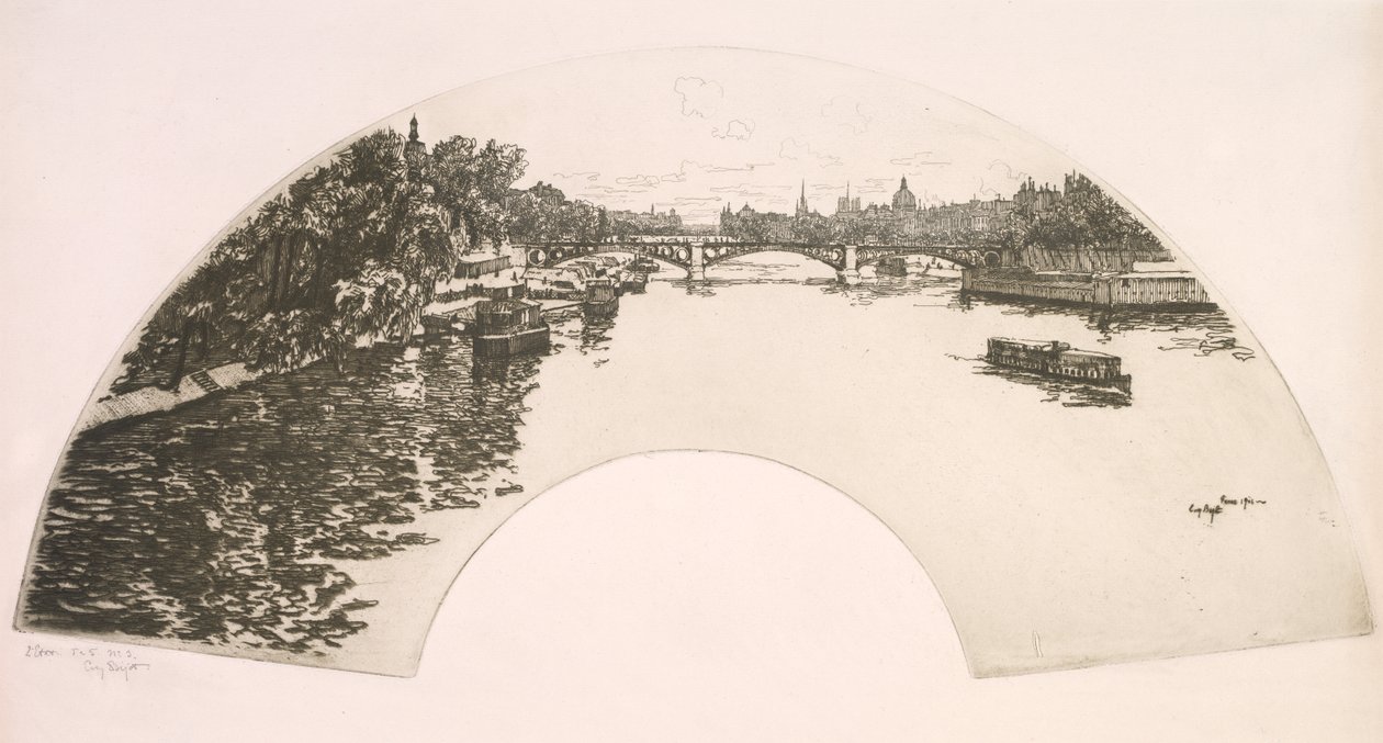 Fan, Pont Royalから見たセーヌ川 (Éventail, La Seine vue du Pont Royal) 作： ウジェーヌ・ビヨー