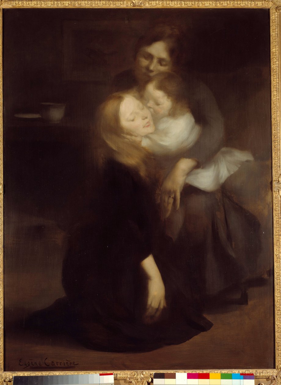 親密さか姉か ウジェーヌ・カリエール（1849-1906）の絵画 19世紀 日1,3x0,99 m パリ、オルセー美術館 作： EugèneCarrière
