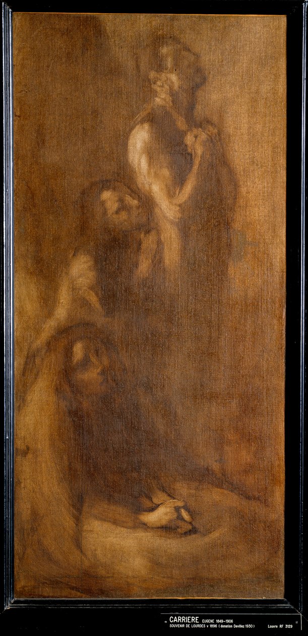 祈りの中のルルド・ペレランの追憶。ウジェーヌ・カリエール（1849-1906）画 1896年 日。0.73x0.35 m パリ、オルセー美術館 作： EugèneCarrière