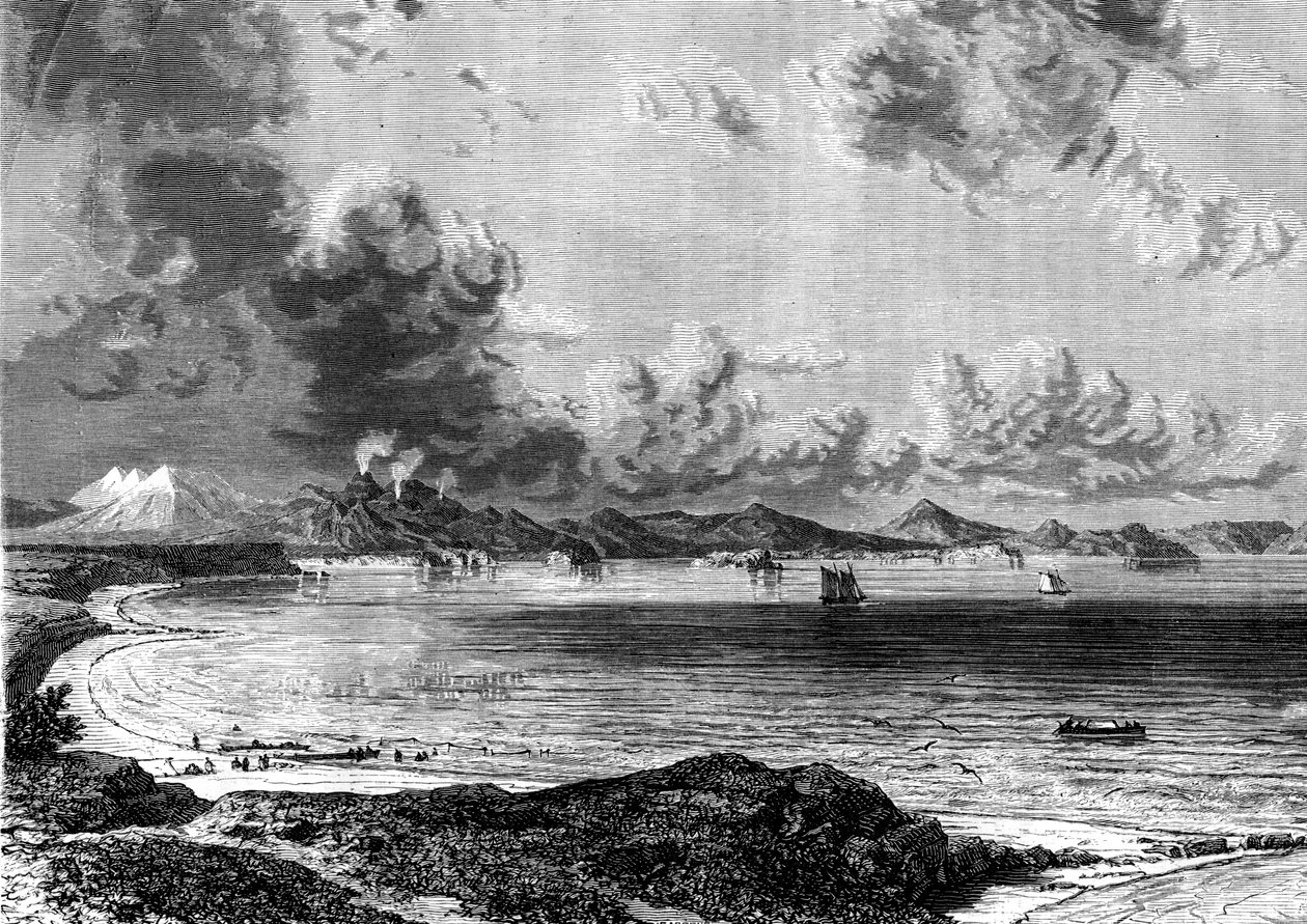 タウポ湖、北島、ニュージーランド、1886年。 作： ユージーン・シセリ