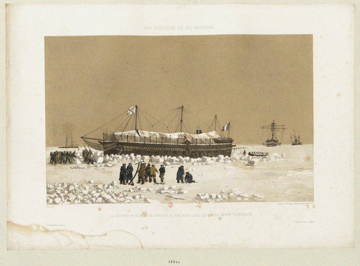 キンバーン近くの氷に浮かぶバッテリー、トンナンテ（1856年） 作： ユージーン・シセリ