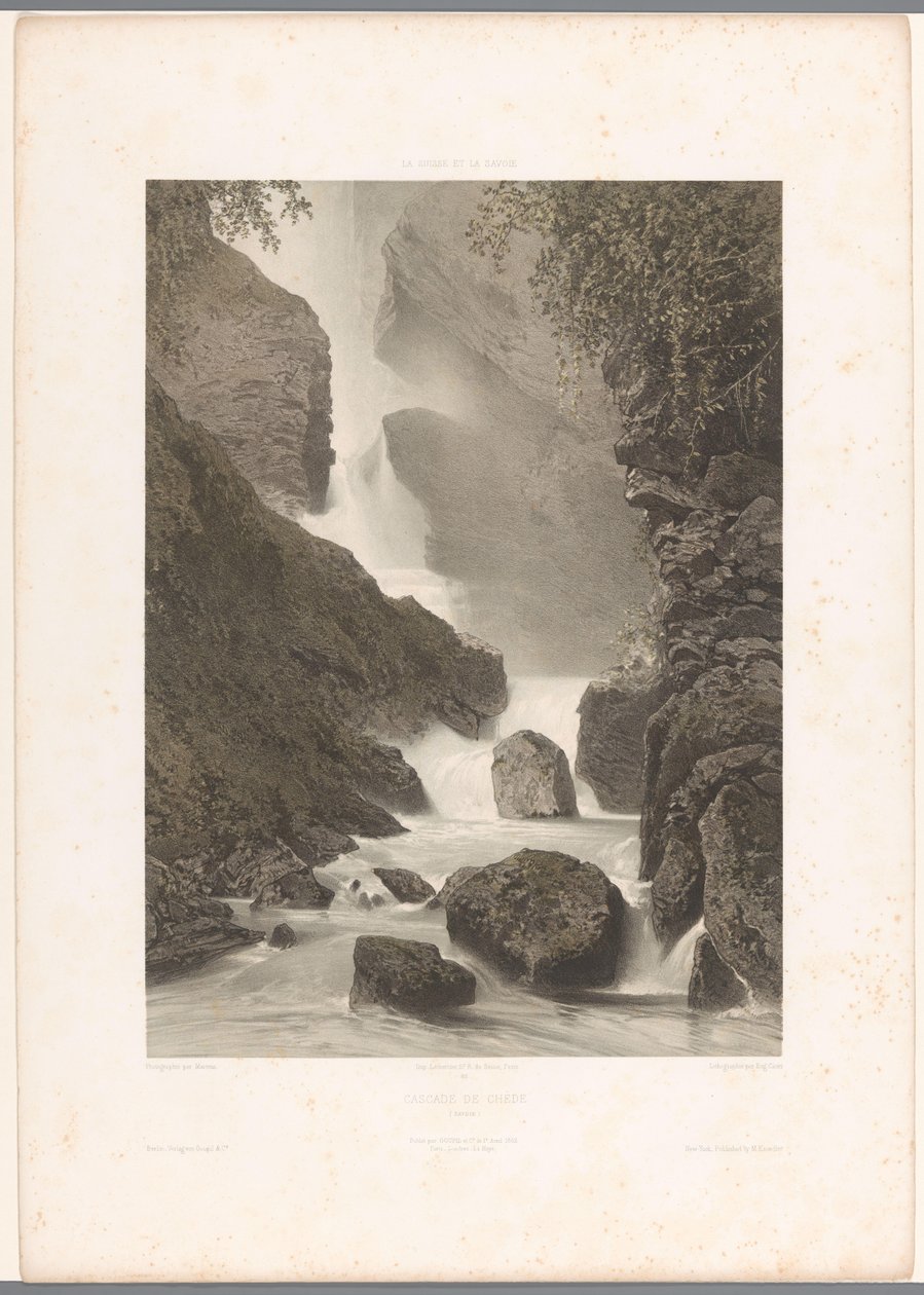 Chède 滝の眺め Cascade de Chède (オブジェクトのタイトル) La Suisse et la Savoie (シリーズタイトル) スイスとサボイでの見解 (オブジェクトに関するシリーズ タイトル) 作： ユージーン・シセリ