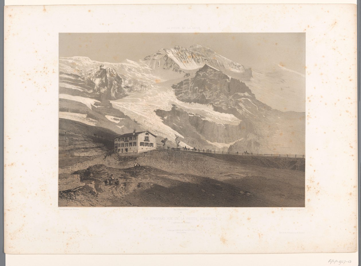 クライネシャイデックからのユングフラウの眺め La Jungfrau vue de la petite Scheideck (オブジェクトのタイトル) スイスとサヴォイアの顔（連載タイトル） La Suisse et la Savoie (オブジェクトのシリーズ タイトル) 作： ユージーン・シセリ