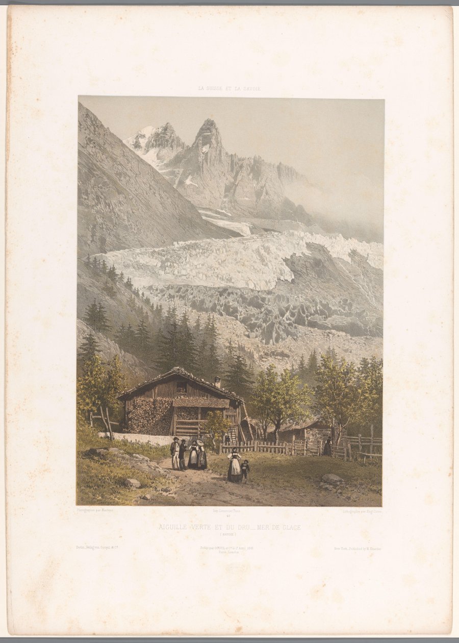 エギーユ・ヴェルトとドルーの峰とメール・ド・グラス氷河の眺め Aiguille verte et du Dru - Mer de Glace (オブジェクトのタイトル) スイスとサヴォイアの顔（連載タイトル） La Suisse et la Savoie (オブジェクトのシリーズ タイトル) 作： ユージーン・シセリ