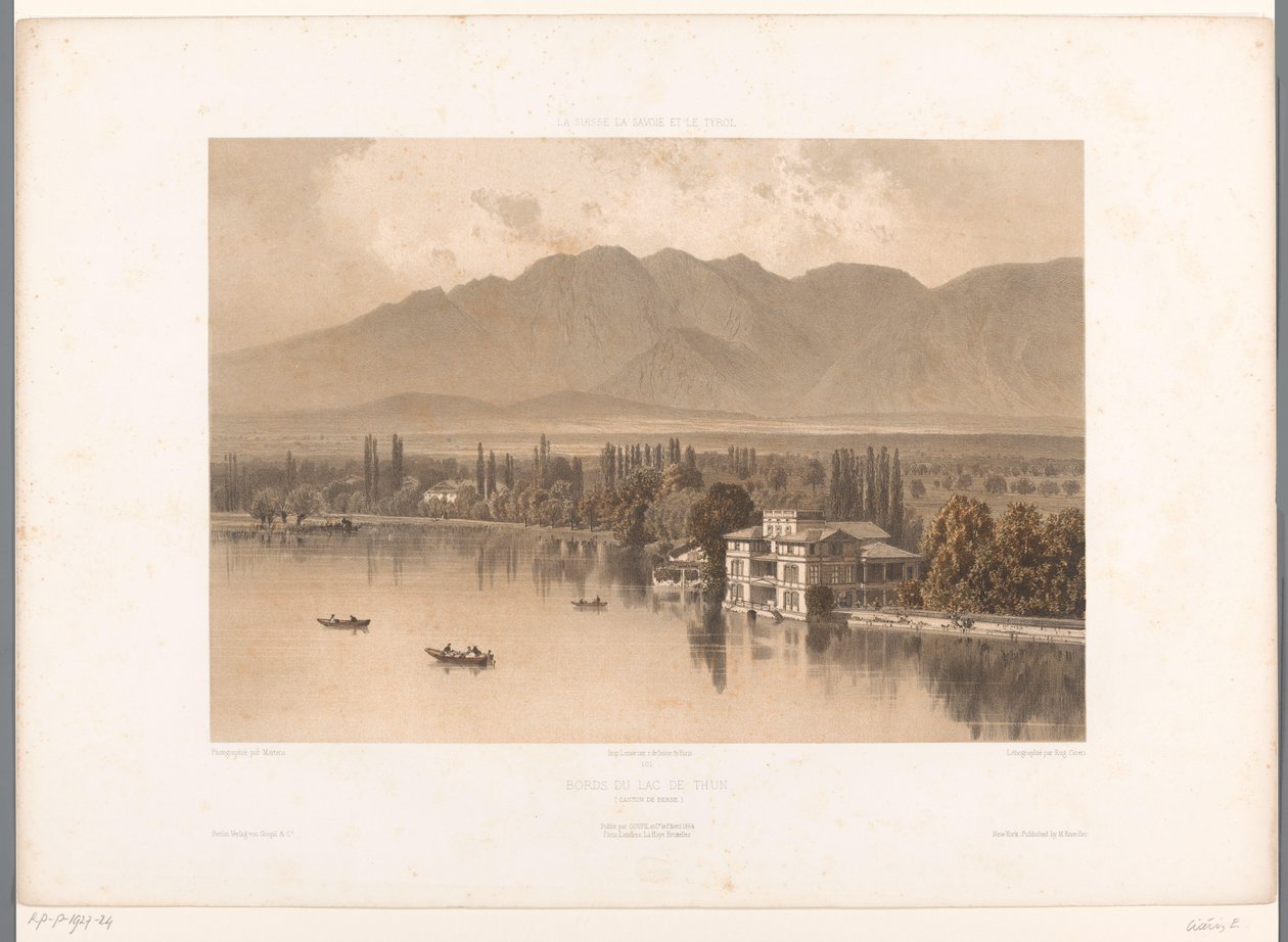 トゥーン湖のほとりの眺め Bords du Lac de Thun (オブジェクトのタイトル) スイス、サボイ、チロルの景色 (シリーズ タイトル) La Suisse, la Savoie et le Tyrol (オブジェクトのシリーズ タイトル) 作： ユージーン・シセリ