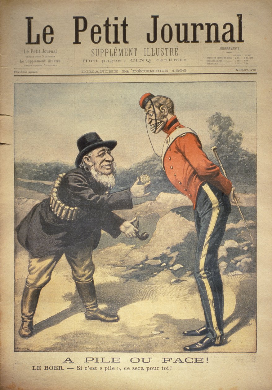 頭か尾か！ The Boer：-もしそれがあなたにぴったりなら！、1899年12月24日、Le Petit Journalの表紙 作： ユージンダンブランス