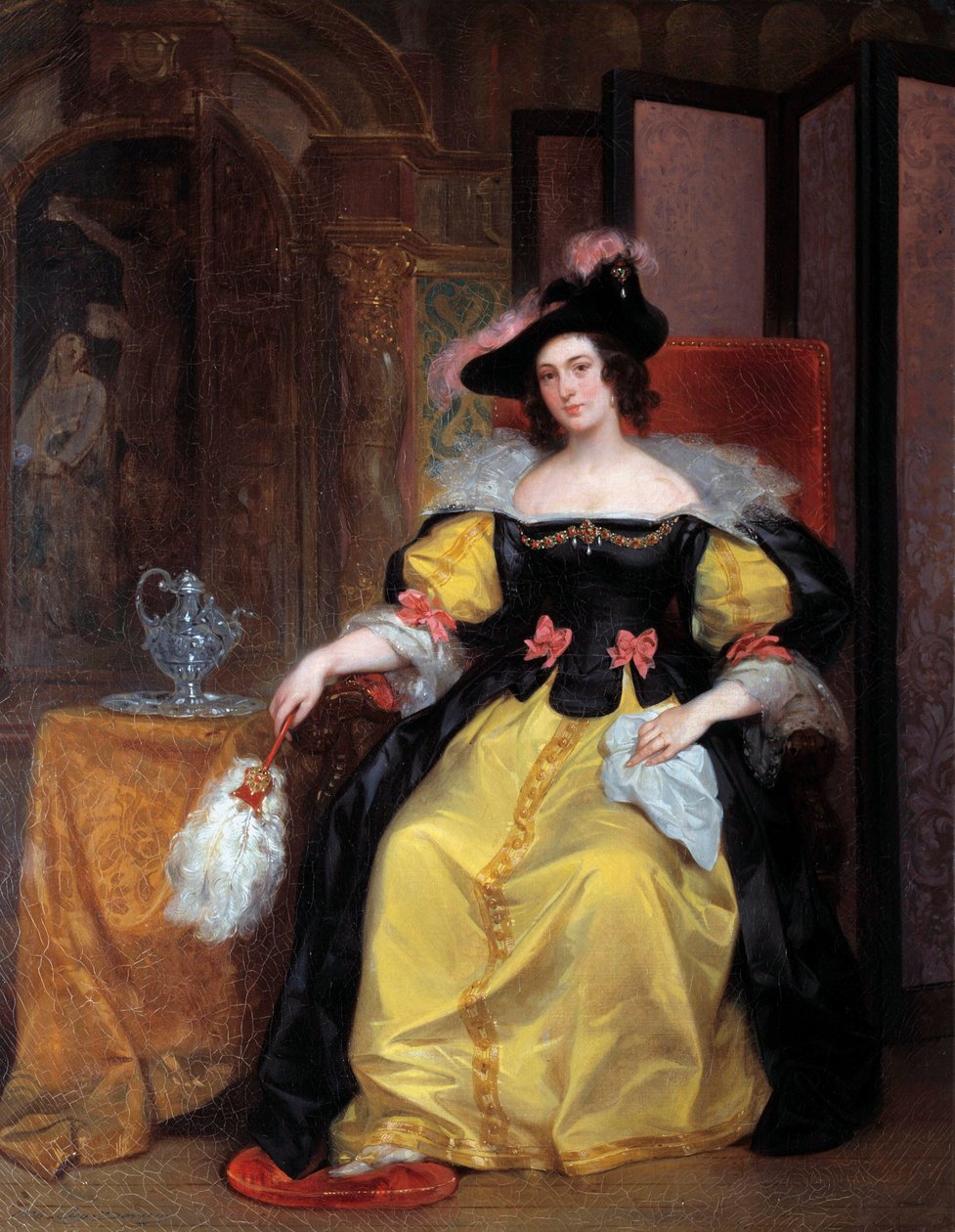 女性の肖像 貴族の優雅な女性。ウジェーヌ・デヴェリア（1808-1865）作 19世紀 レンヌ市立美術館蔵 作： ユージーンデベリア