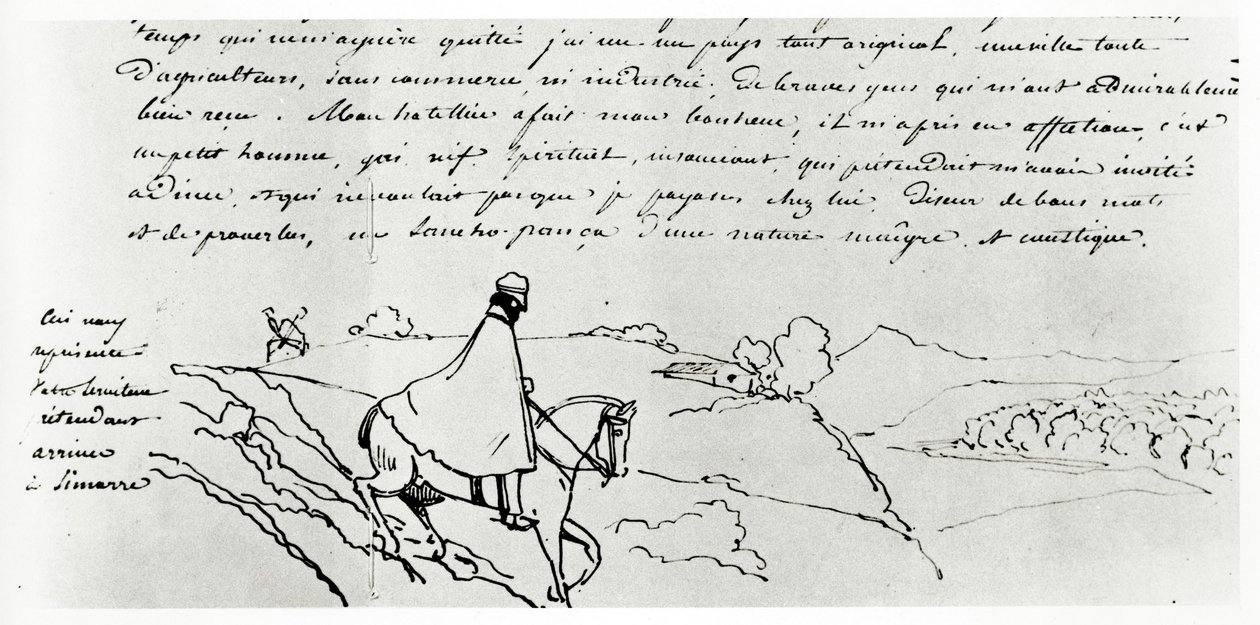 フランスを旅するヴィオレルデュク（紙にインク） 作： Eugene Emmanuel Viollet le Duc