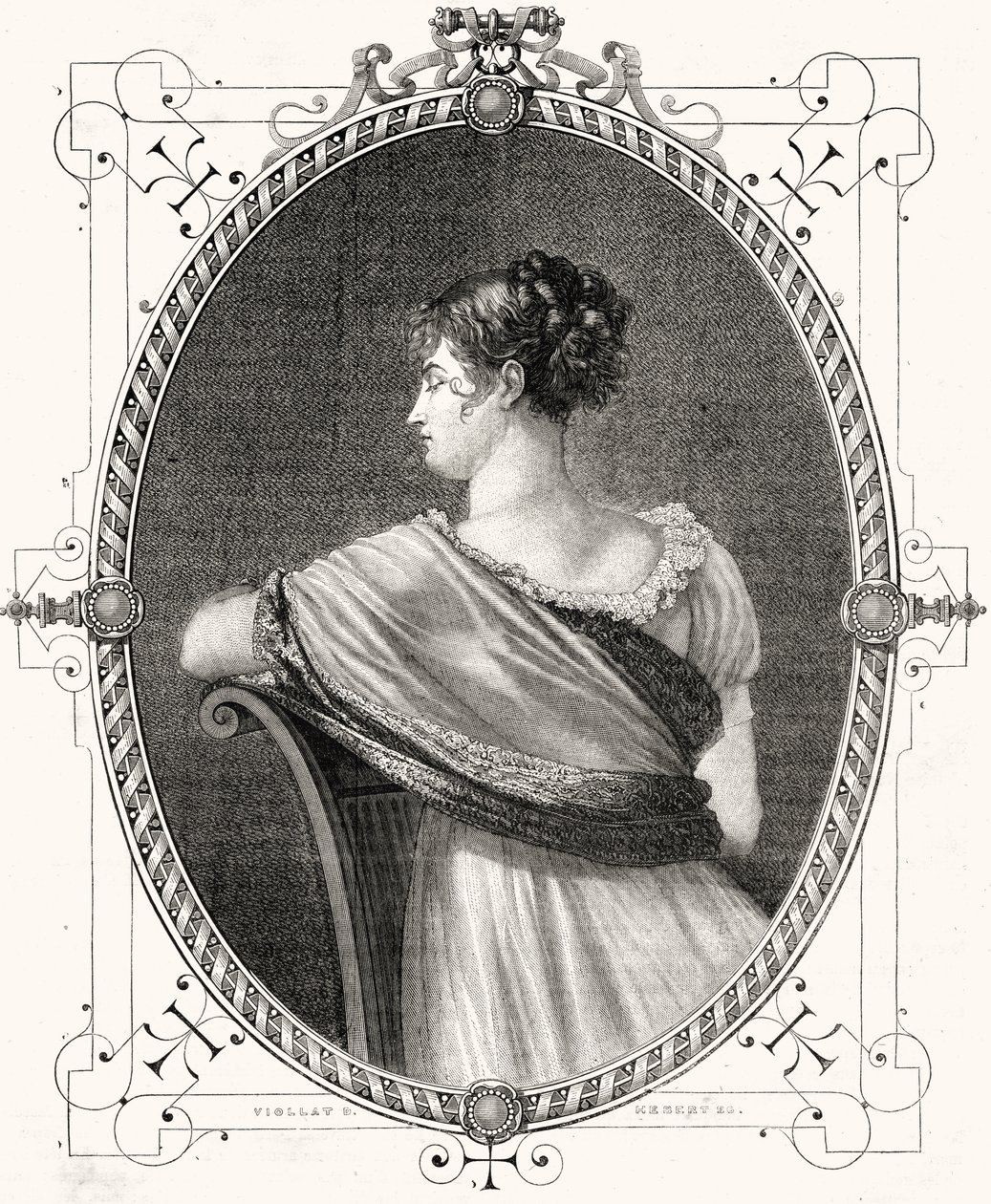 アントワーヌ・オーギュスト・アーネスト・エベール（1817-1908）によって彫刻されたレダム夫人（1777-1849）の肖像 作： ユージン・ジョセフ・ヴィオラット