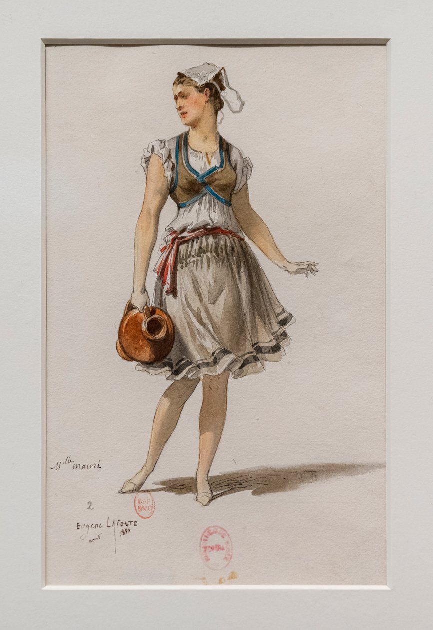 コリガネ」。Charles-Marie Widorのバレエ、衣装モデル。1880年、紙にペン、水彩、グワッシュ。 作： ユージン・ラコステ