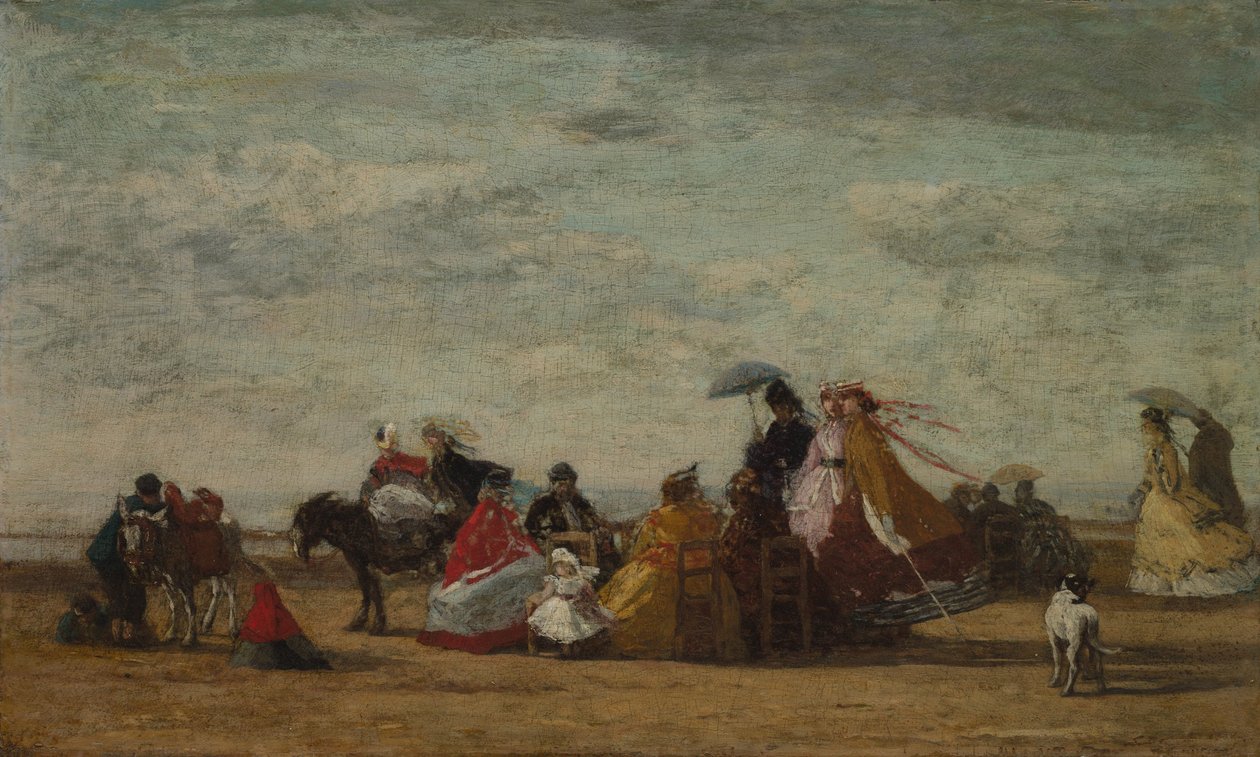 ビーチシーン、c。 1865-1867年（木製パネルに油彩） 作： ユージン・ルイ・ブーダン