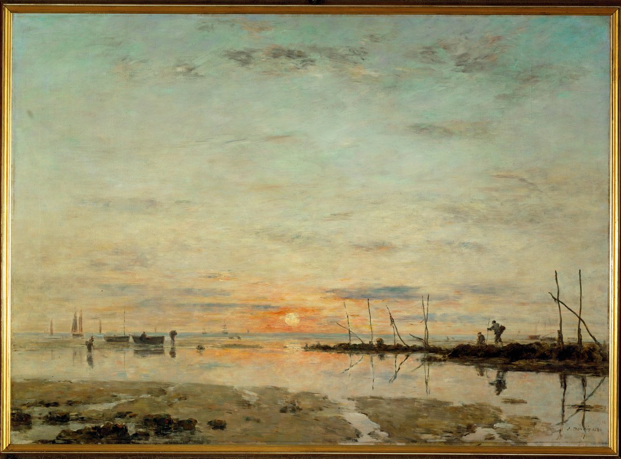 ラ・アーヴル、干潮時の夕日 作： ユージン・ルイ・ブーダン