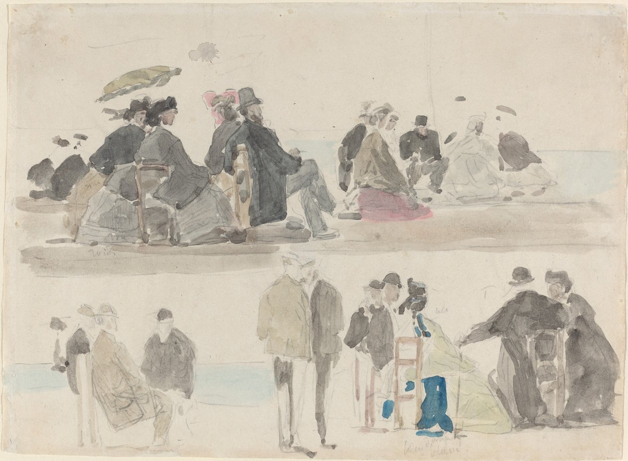 浜辺の紳士淑女、2つのレジスター、c。 1865年。 作： ユージン・ルイ・ブーダン