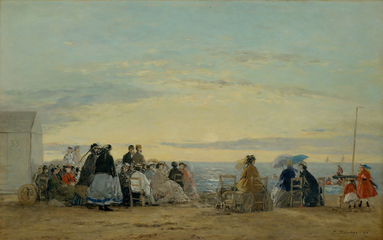 ビーチで、日没、1865。 作： ユージン・ルイ・ブーダン