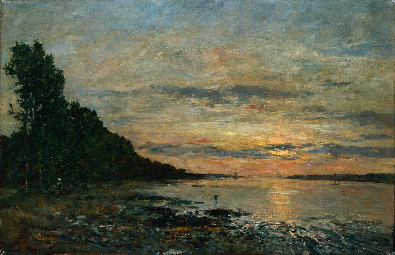 プルガステル、河口に沈む夕日、1870〜73年頃 作： ユージン・ルイ・ブーダン