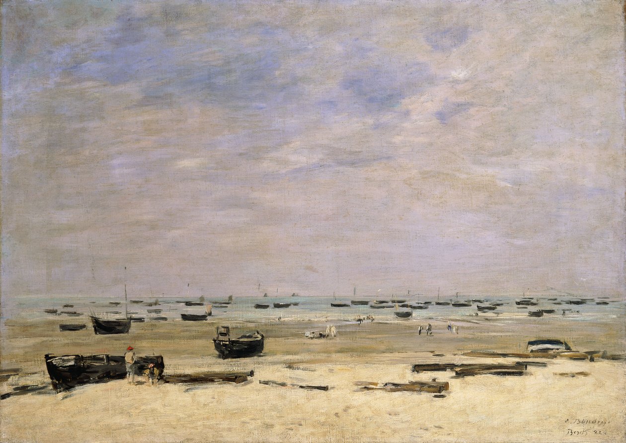 干潮時のリバーバージ。 Berck le Rivage a Maree Basse、1882 作： ユージン・ルイ・ブーダン