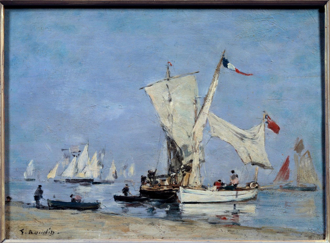 帆船の絵 ウジェーヌ・ルイ・ブダン（1824-1898） 1869年 日0.24x0.33 m パリ、オルセー美術館 作： ユージン・ルイ・ブーダン