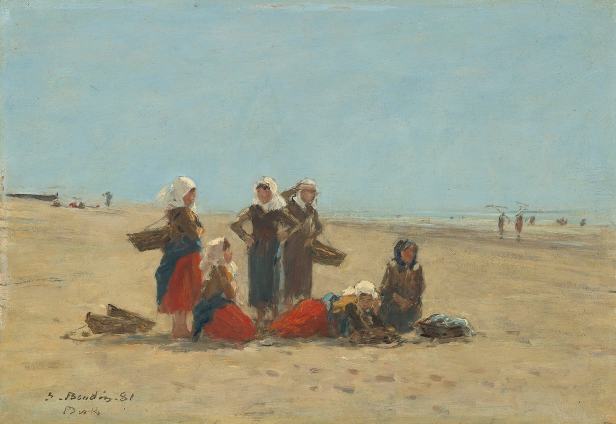 ベルクの浜辺の女たち、1881年。 作： ユージン・ルイ・ブーダン