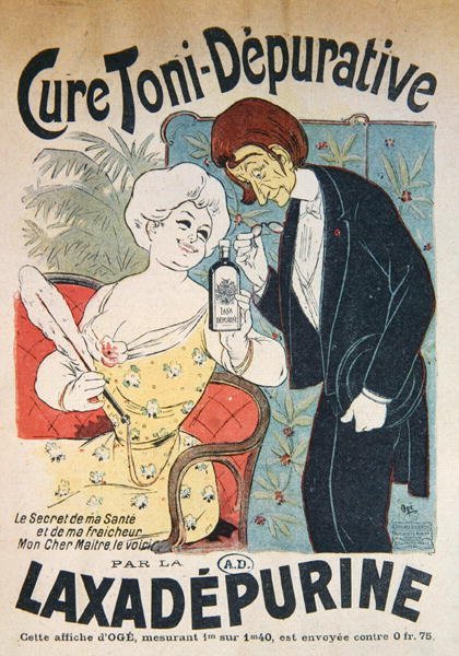 Laxadepurine」による「Cure Toni-Depurative」の広告、1900年頃（カラーリトグラフ） 作： ユージーンオゲ