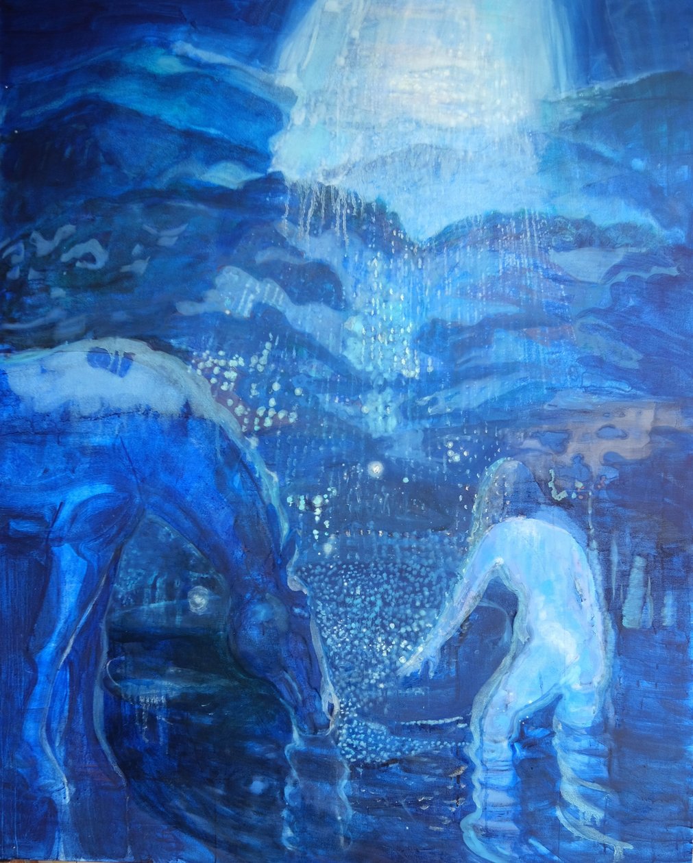 Moon-Night Swim, 2020（顔料、油彩、キャンバス） 作： ユージニー・ヴロンスカヤ