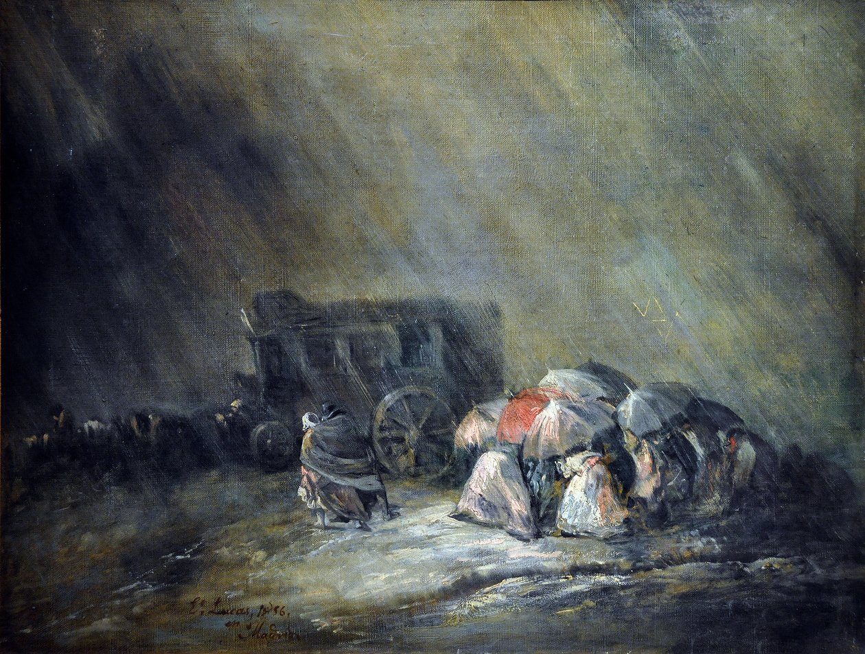 嵐の下の駅馬車 作： Eugenio Luca y Velasquez