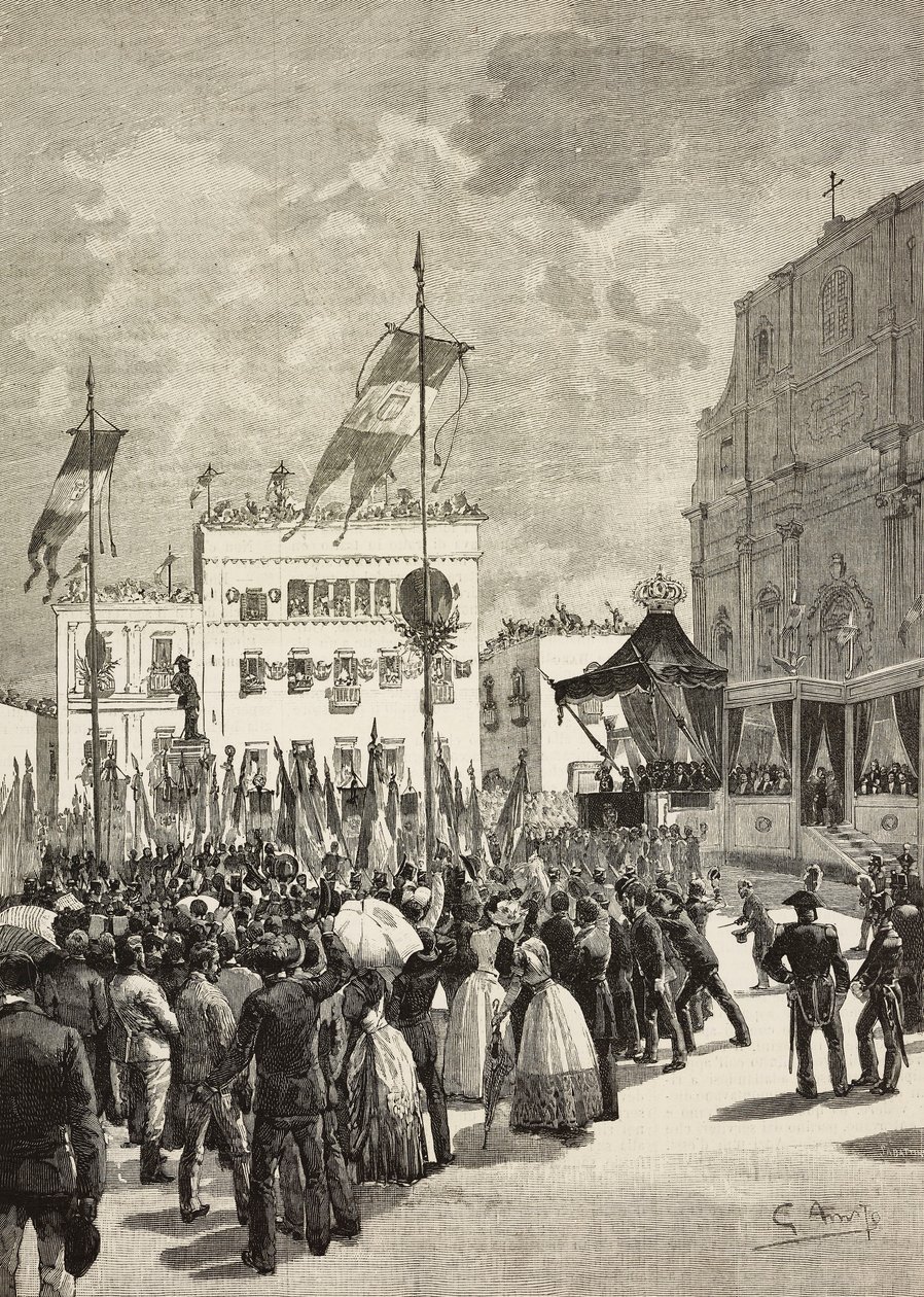 初代イタリア国王ヴィクトル エマヌエル 2 世 (1820-1878) の記念碑の除幕 作： エウジェニオ・マッカニャーニ