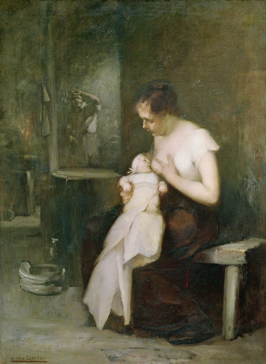 若い母親、1879年のサロンの絵の勉強 作： EugèneCarrière