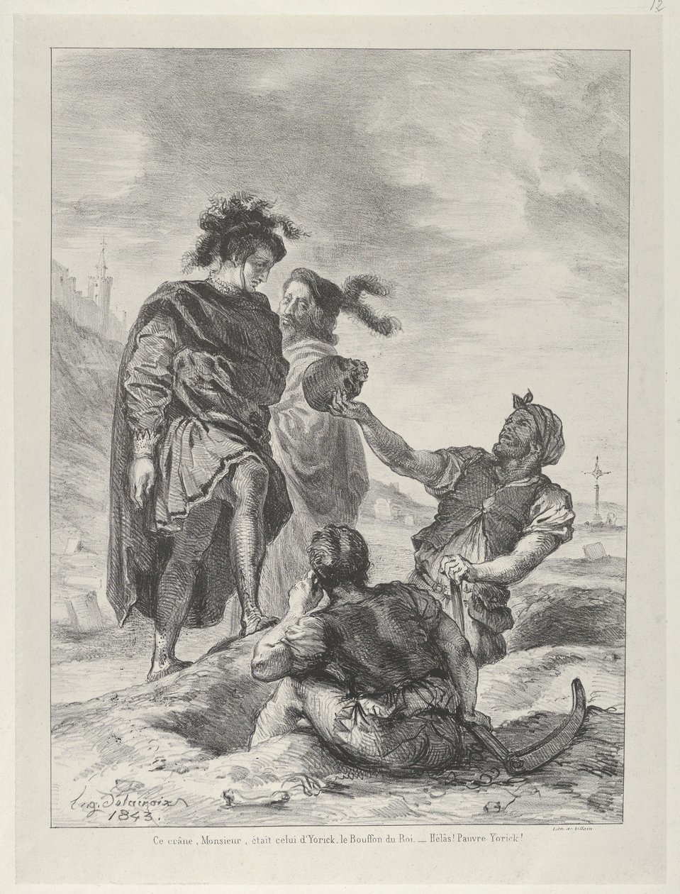 墓掘り人の前のハムレットとホレイショ, 1843., 1843. 作： ウジェーヌ・ドラクロワ
