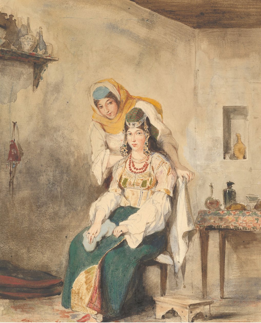 アブラハム ベン チモールの妻サアダと娘の一人プレシアダ、1832 年。 作： ウジェーヌ・ドラクロワ