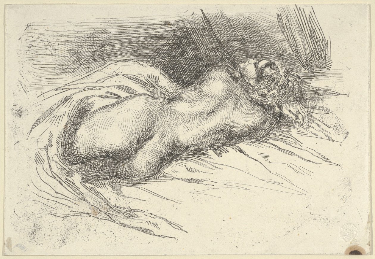 後ろから見た女性の習作, 1833., 1833. 作： ウジェーヌ・ドラクロワ