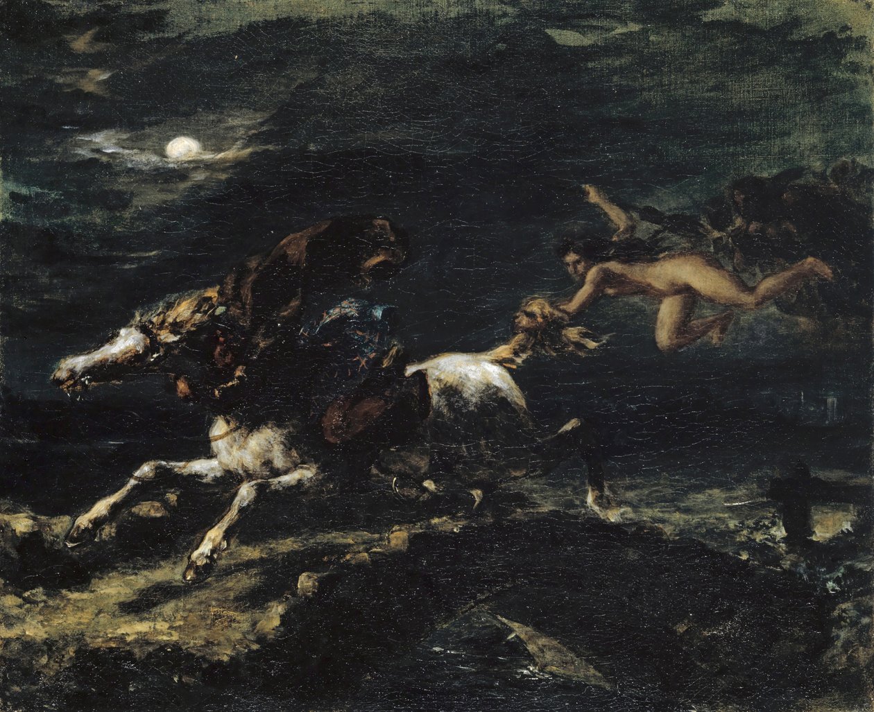 魔女に追われるタム・オシャンター、1849年。 作： ウジェーヌ・ドラクロワ