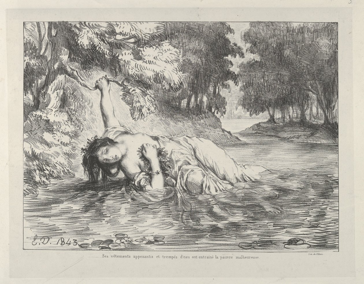オフィーリアの死, 1843., 1843. 作： ウジェーヌ・ドラクロワ