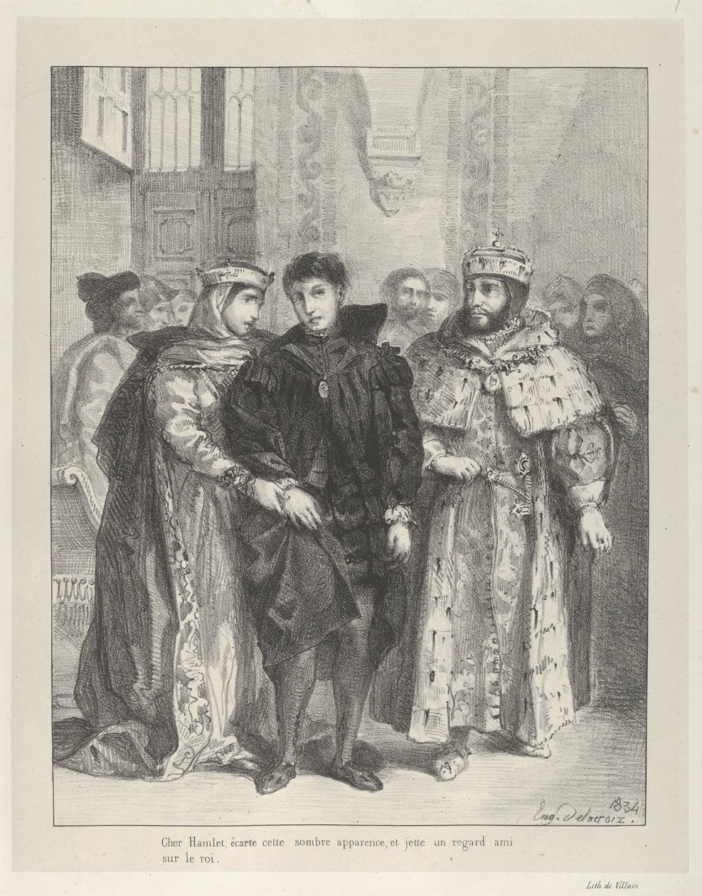 女王はハムレットを慰めようとする, 1834., 1834. 作： ウジェーヌ・ドラクロワ