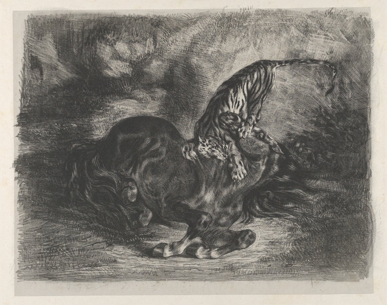 トラに倒された野生の馬, 1828., 1828. 作： ウジェーヌ・ドラクロワ