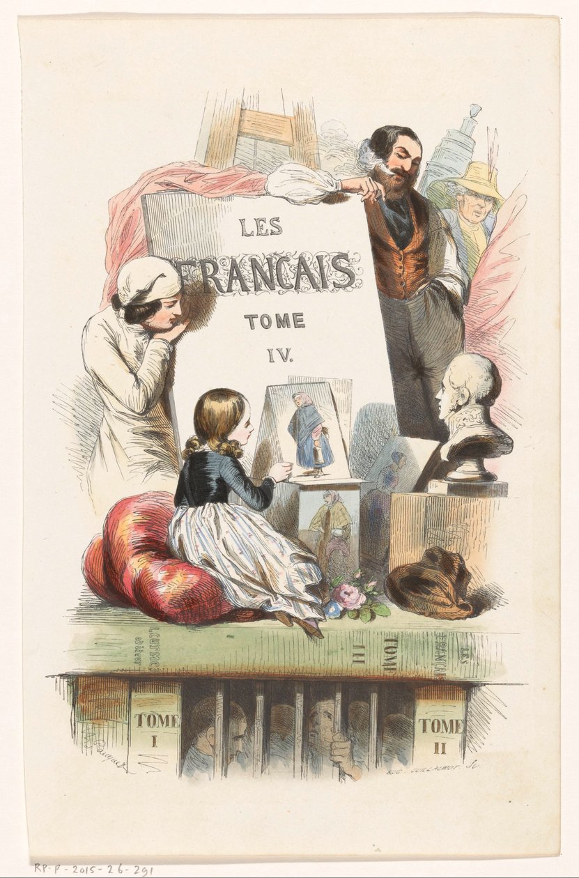 アートを見ている人 タイトル ページ: Les Français peints par eux-mêmes、1841 年 作： ユージンギヨーモ