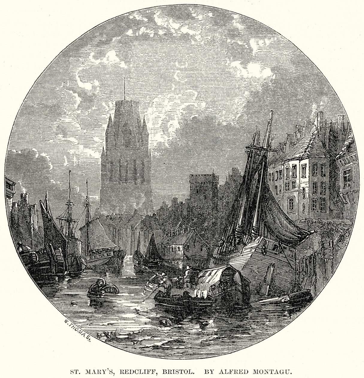 ブリストル、レッドクリフのセント・メアリー教会。アルフレッド・モンタグ作（エングレーヴィング） 作： ヨーロピアンスクール