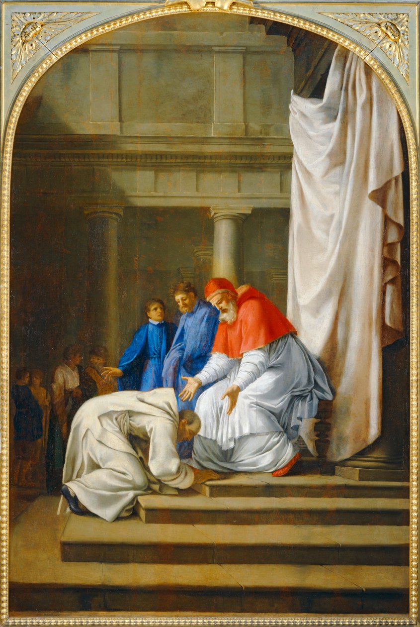 Saint Bruno aux pieds du pape Urbain II - 教皇ウルバン2世の足元にいる聖ブルーノ。1645-1648 ... 作： Eustache（スタジオ）Le Sueur