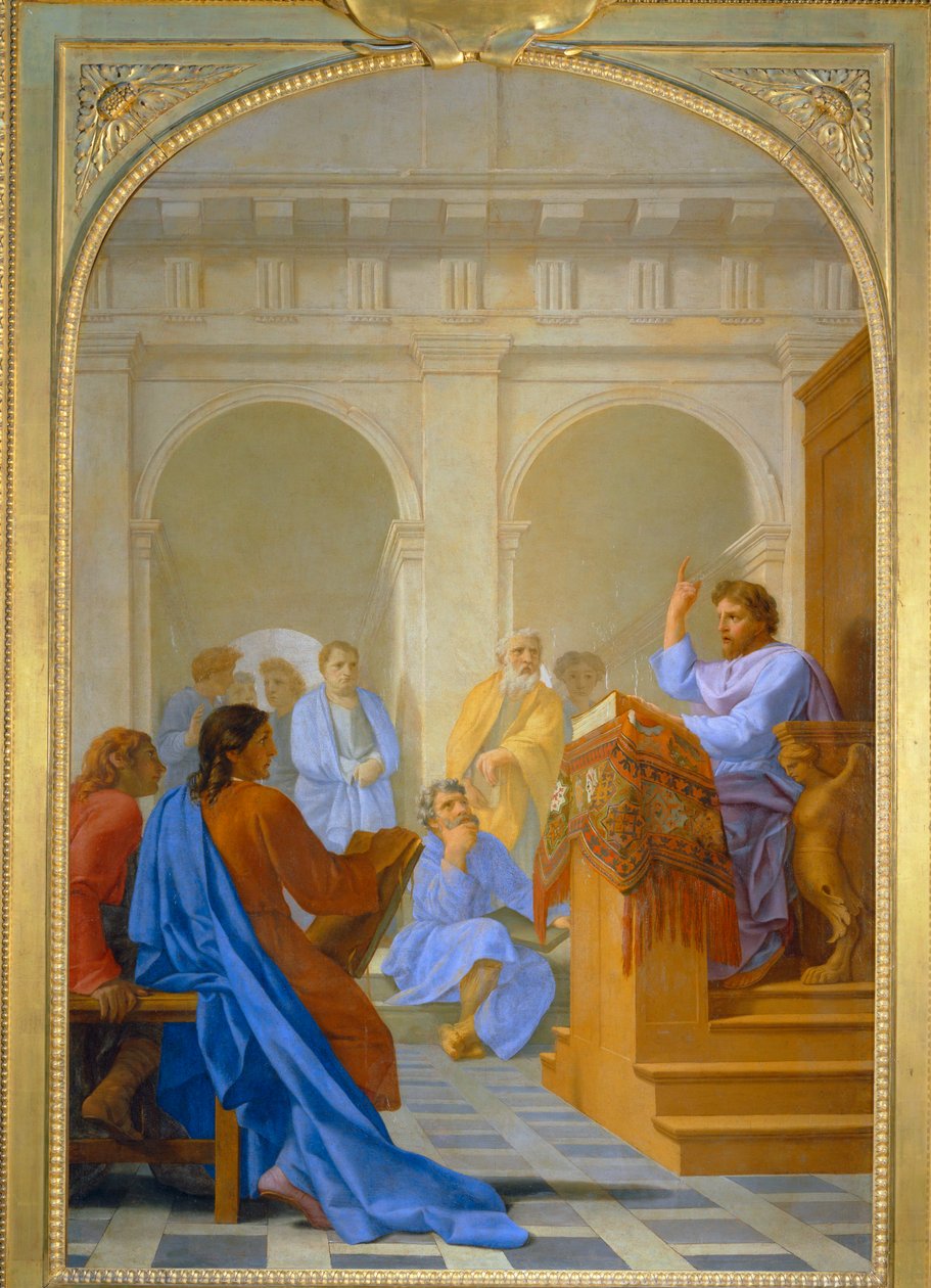 Saint Bruno enseigne la theologie dans les ecoles de Reims - ランスの学校で神学を教える聖ブルーノ ... 作： Eustache（スタジオ）Le Sueur