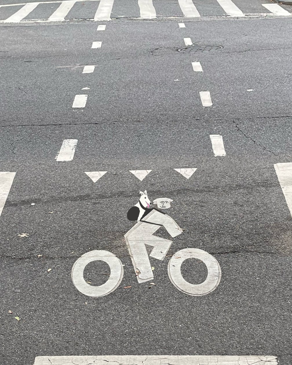 道路上の自転車レーン標識（デジタルアート） 作： エヴァン・スクラー