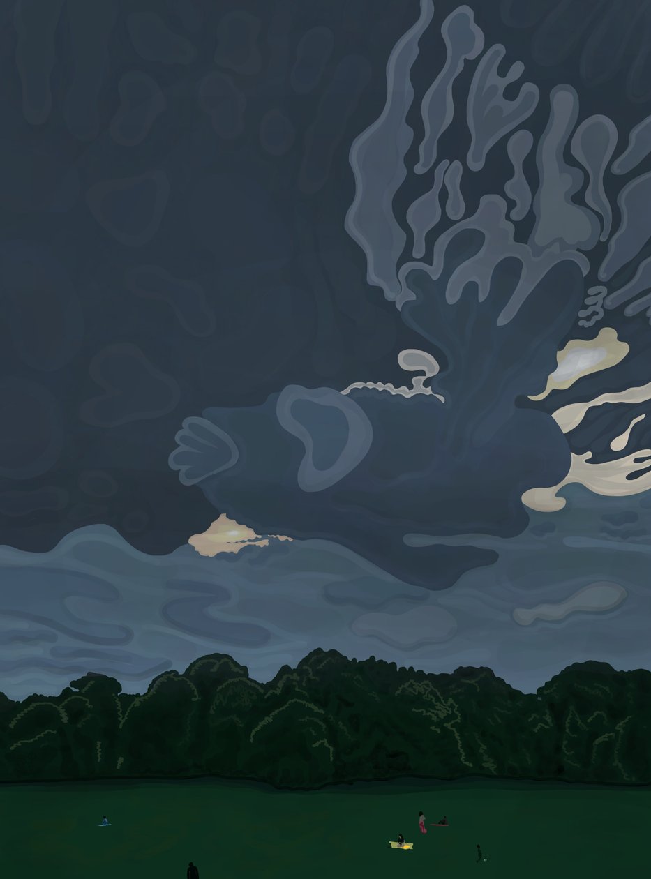夕暮れと雲、プロスペクト・パーク、ブルックリン（デジタルアート） 作： エヴァン・スクラー