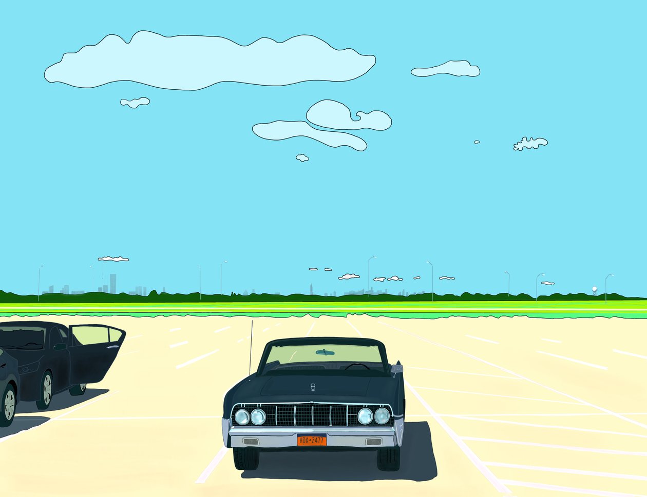 駐車場、ロッカウェイ・ビーチ（デジタルアート） 作： エヴァン・スクラー