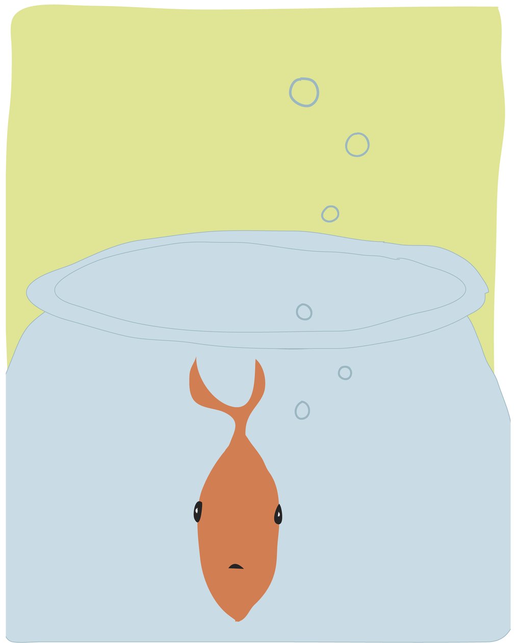 Single Goldfish In Bowl, 2015（iPadにアップルペンシルで手描きしたもの） 作： エヴァン・スクラー