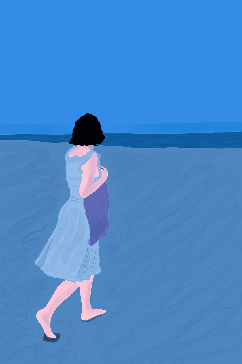 Fire Island Beachの女性（デジタルアート） 作： エヴァン・スクラー
