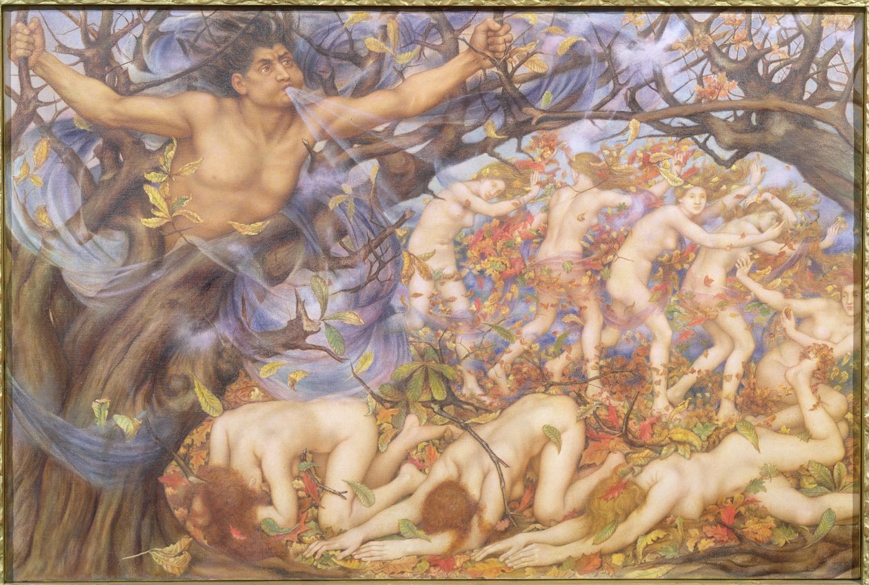 ボレアスと落ち葉 作： Evelyn De Morgan