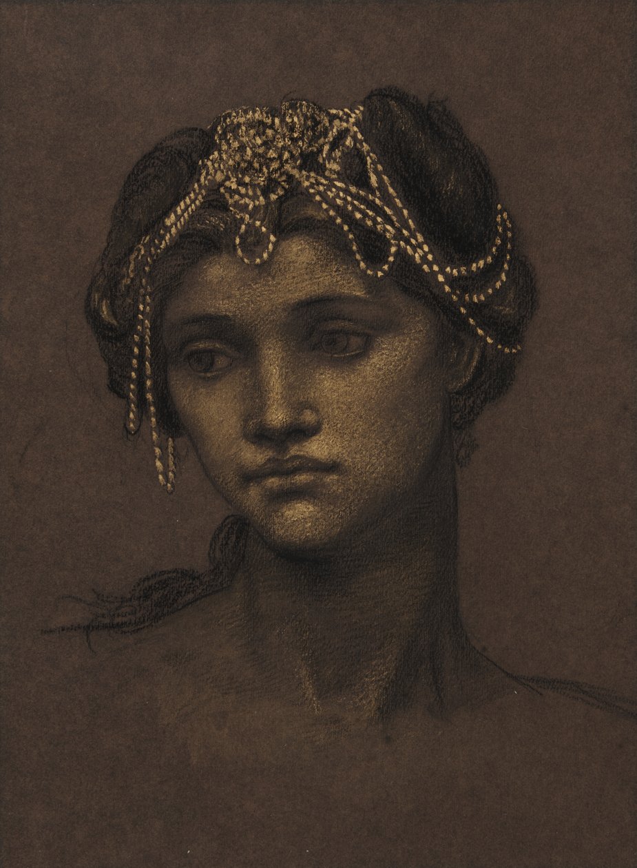 メデアのための習作 1889年頃（黒チョークに金泥で彩色したもの） 作： Evelyn De Morgan