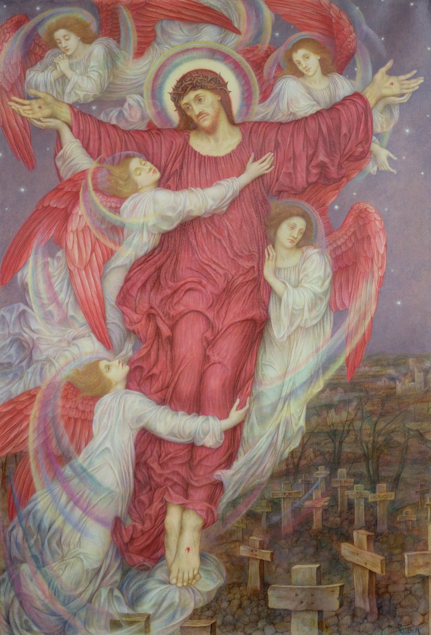 赤十字（フランダースの墓墓地の寓話）、1916年頃 作： Evelyn De Morgan