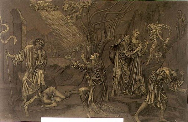 影の谷」1899年頃（紙にパステル、チョーク） 作： Evelyn De Morgan